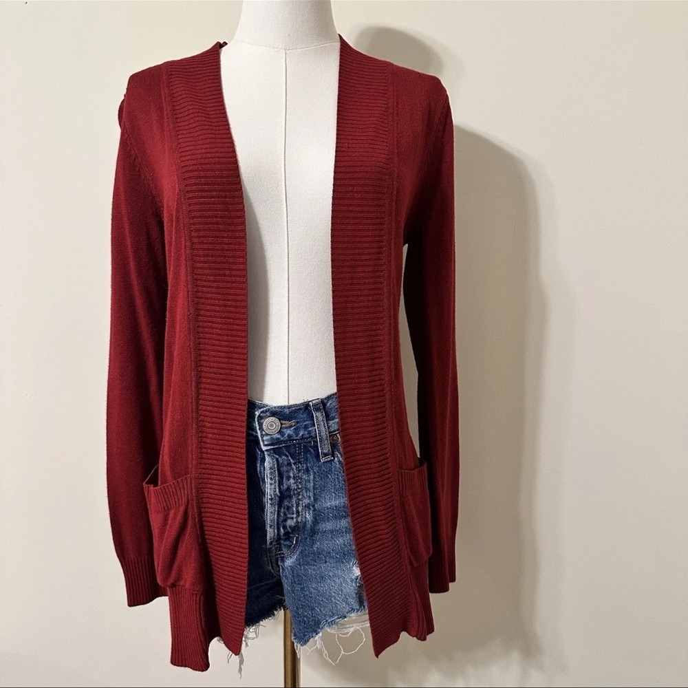 Pink Lily Deep Red Open Cardigan